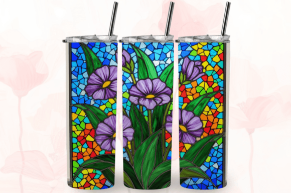 Download Stained Glass Lavender Flowers Tumbler - Flowers Collection