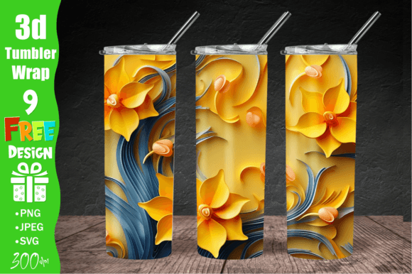 Download 3D Daffodil Flowers 20 Oz Skinny Tumbler - Flowers Collection