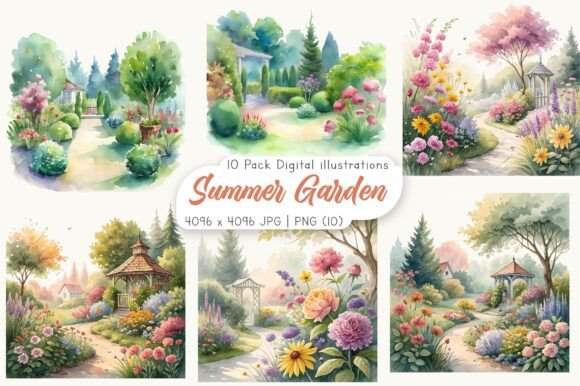 Download Watercolor Summer Garden Clipart - Summer garden clipart Collection