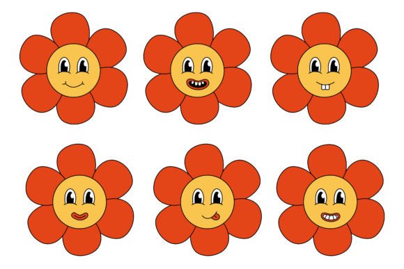 Download Retro 70s 60s 80s Groovy Flowers Set - Flowers Collection
