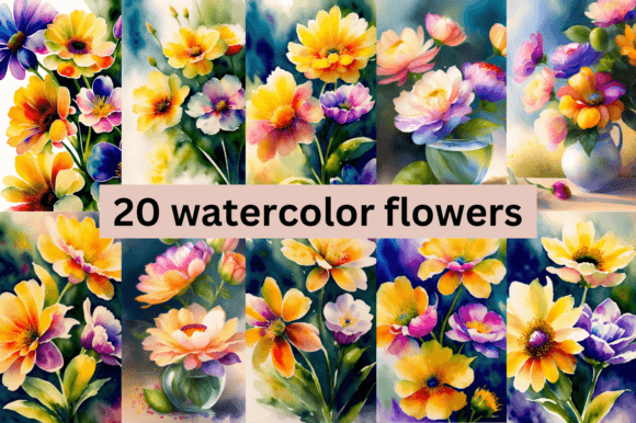 Download Watercolor Flowers Bundle - Flowers Collection