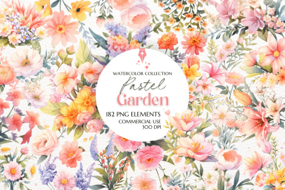 Download Pastel Garden Flowers Clipart Set - Flowers Collection