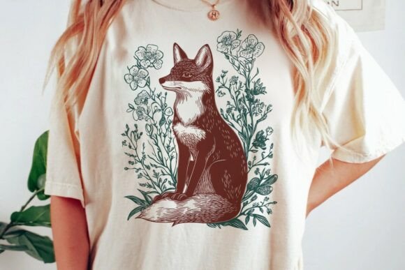 Download Red Fox Forest Flowers Design Png - Flowers Collection