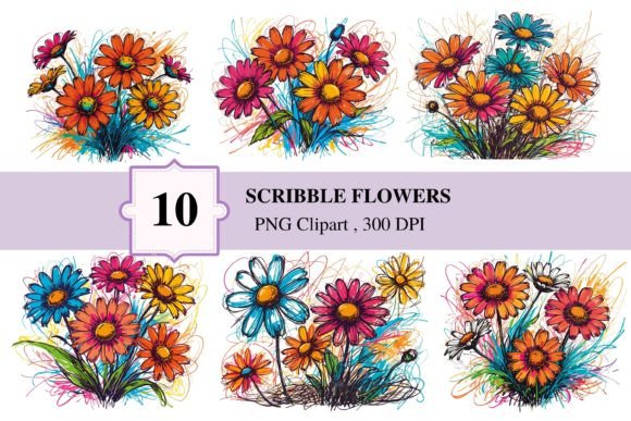 Download 10 Scribble Flowers - Flowers Collection