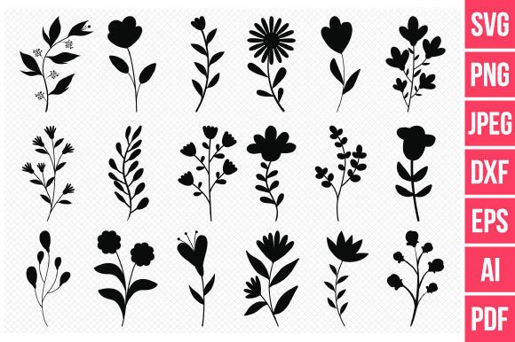 Download 18 Wildflowers Svg Hand Drawn, Botanical - Flowers Collection