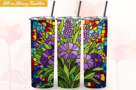 Download Stained Glass Lavender Flowers Tumbler - Flowers Collection