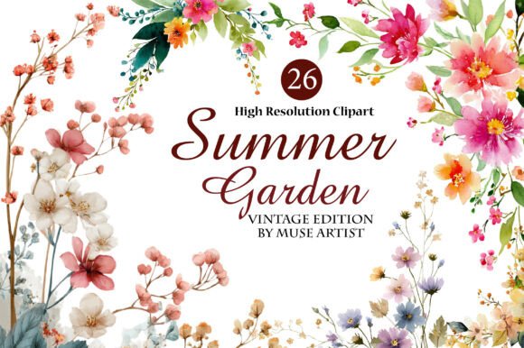 Download Watercolor Summer Garden Clipart - Summer garden clipart Collection
