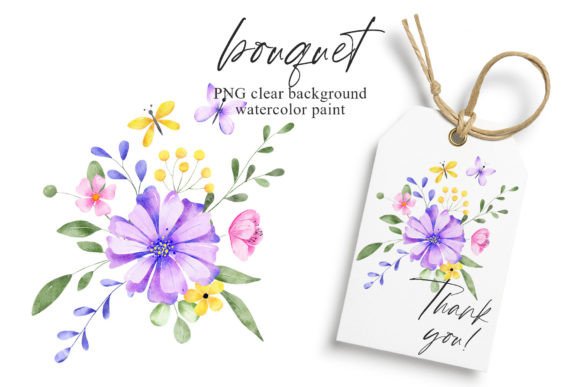 Download Watercolor Flowers, Violet Composition. - Flowers Collection