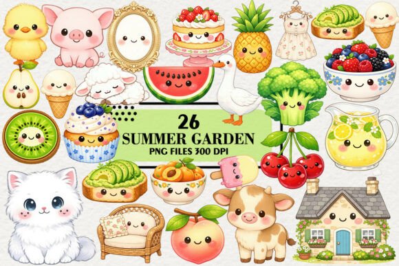 Download Kawaii Summer Garden Clipart Bundle - Summer garden clipart Collection