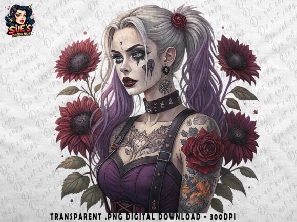 Download Dark Gothic Beauty with Flowers - Flowers Collection