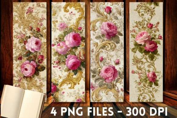 Download Victorian Roses Gold Vintage Bookmark - Premium Resources