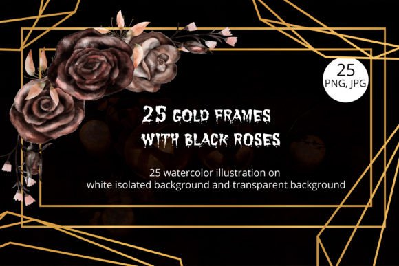 Download Frames with Watercolor Black Roses - Watercolor black roses Collection