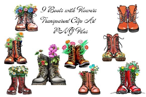 Download 10 Boots and Flowers Transparent Clipart - Flowers Collection