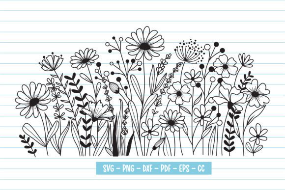 Download Hand Drawn Blooming Wildflowers Svg - Flowers Collection