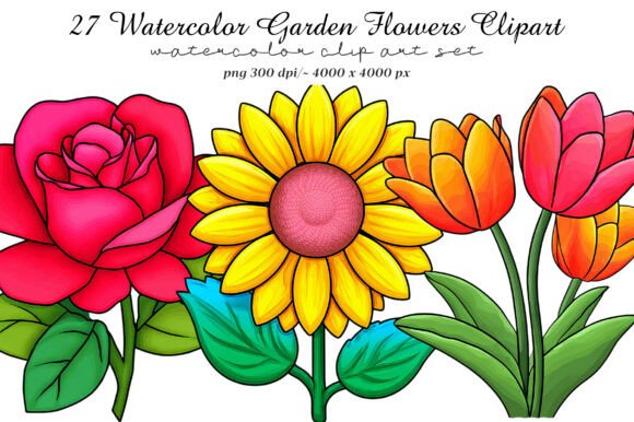 Download Watercolor Garden Flowers Clipart - Flowers Collection