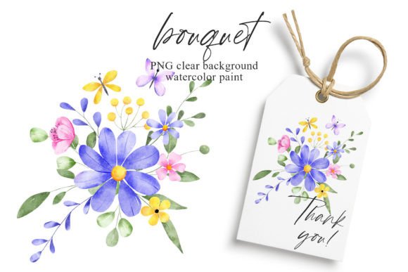 Download Watercolor Flowers, Violet Composition. - Flowers Collection