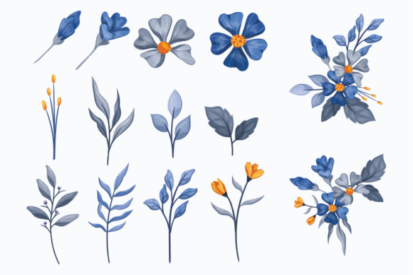 Download Red and Blue Flowers Watercolor Template - Flowers Collection