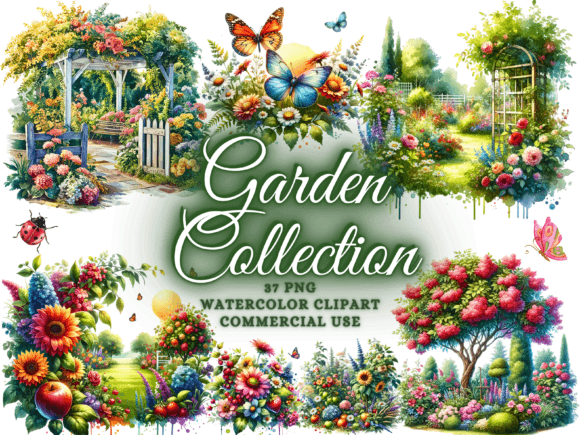 Download Watercolor Garden Clipart - Garden Png - Premium Resources