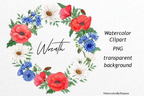 Download Watercolor Wreath with Wildflowers - Flowers Collection
