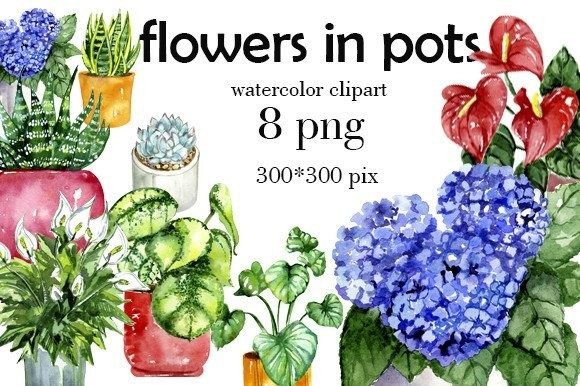 Download Flowers in Pots Clipart - Flowers Collection