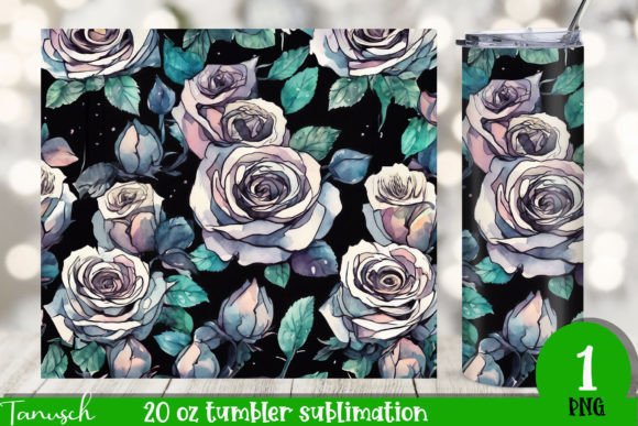 Download Watercolor Black Roses 20 Oz Tumbler PNG - Watercolor black roses Collection