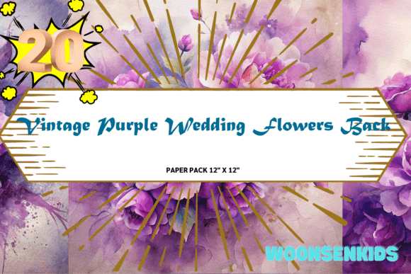 Download New Vintage Purple Wedding Flowers Background Watercolor Png Kdp Digital Paper - Background Collection