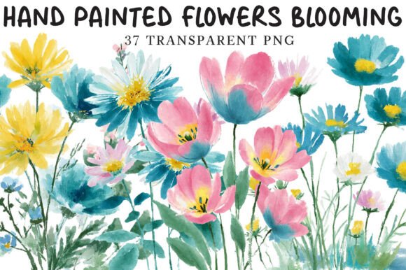 Download Hand Painted Flowers Blooming Clipart - Flowers Collection