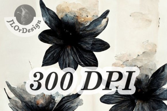 Download Black Watercolor Flowers Digital Paper - Flowers Collection