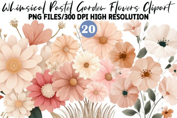 Download Whimsical Pastel Garden Flowers Clipart - Flowers Collection