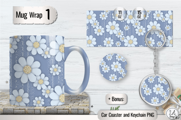 Download Daisy Mug Wrap 3D Summer Flowers Design - Flowers Collection