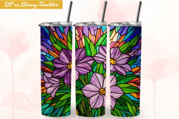 Download Stained Glass Lavender Flowers Tumbler - Flowers Collection