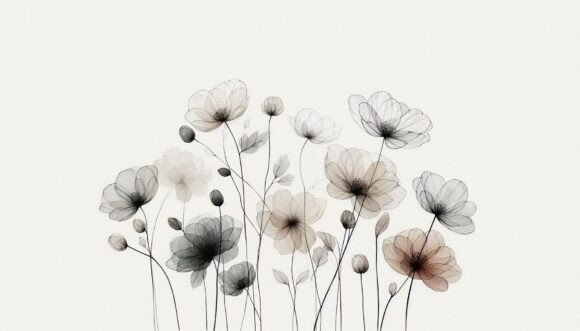 Download Transparent Flowers in Ink &amp; Wash - Flowers Collection