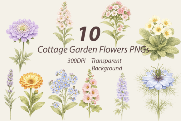 Download Cottage Garden Flowers Clipart Bundle - Flowers Collection