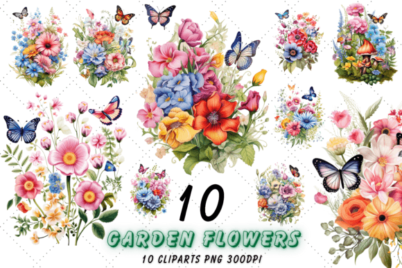 Download Watercolor Garden Flowers Clipart Bundle - Flowers Collection