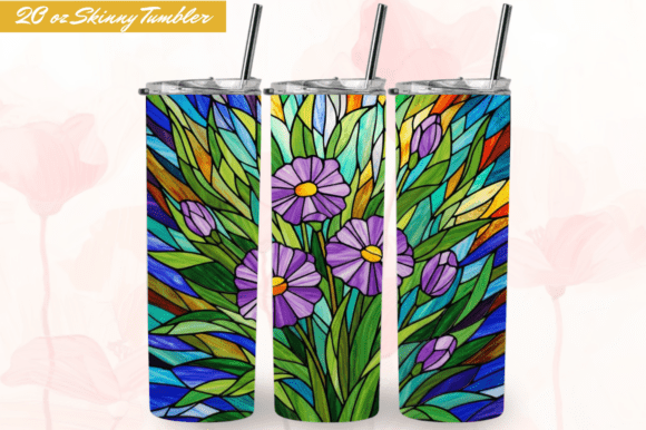 Download Stained Glass Lavender Flowers Tumbler - Flowers Collection
