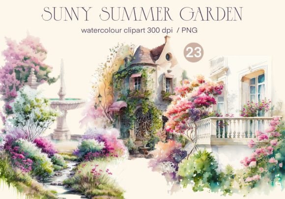 Download Sunny Summer Garden Clipart Watercolor - Summer garden clipart Collection