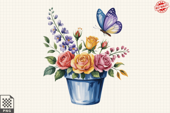 Download Butterfly ABu Potted Flowers Clipart PNG - Flowers Collection