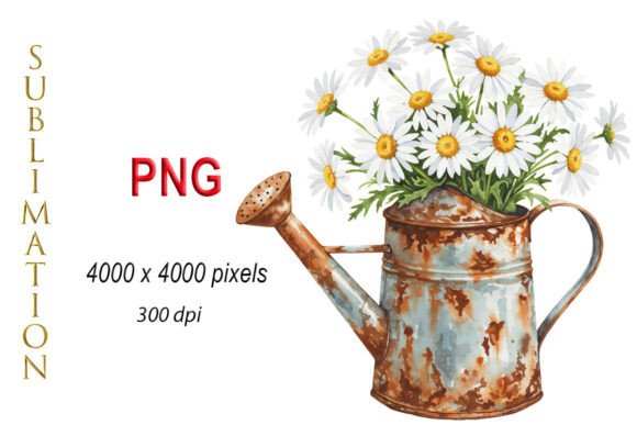Download Daisies, Watercolor Flowers in Can PNG - Flowers Collection