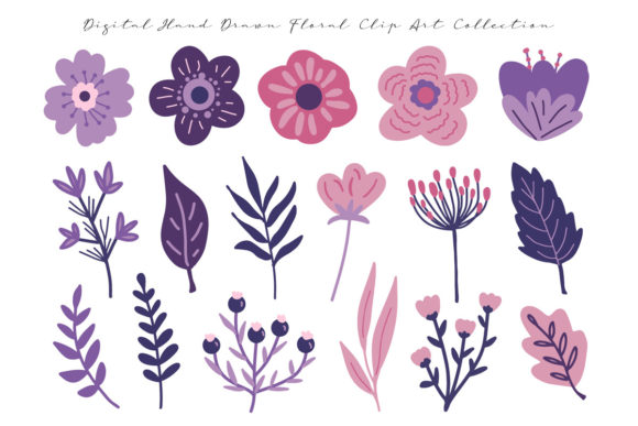 Download Pink and Violet Flowers Digital Clip Art - Flowers Collection