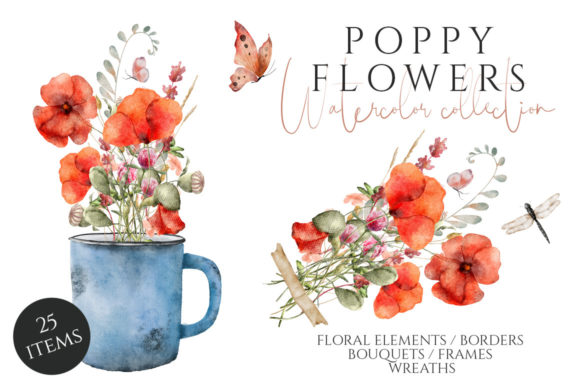 Download Poppy Flowers Watercolor Set - Flowers Collection