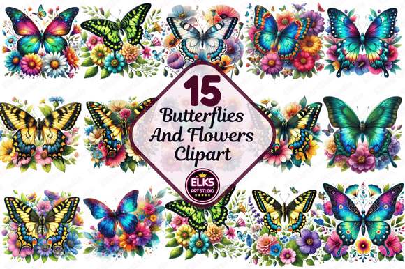 Download Watercolor Butterflies and Flowers Png - Flowers Collection