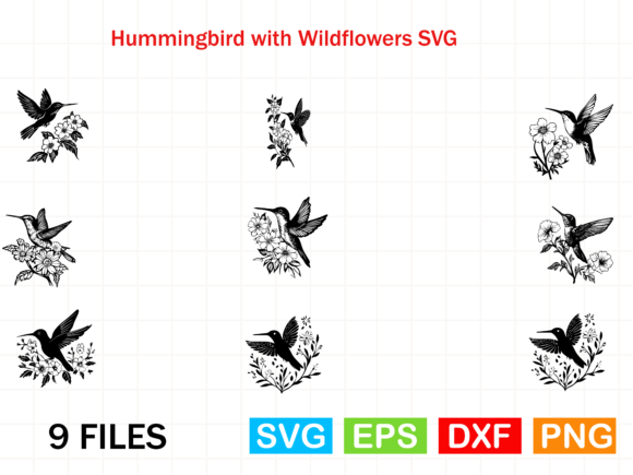 Download Hummingbird with Wildflowers SVG Bundle - Flowers Collection