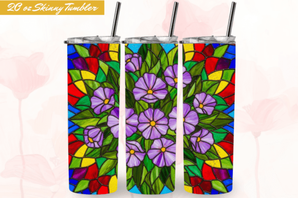 Download Stained Glass Lavender Flowers Tumbler - Flowers Collection