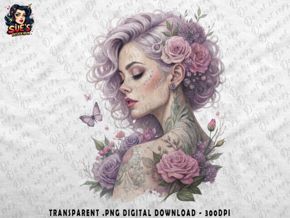 Download Lavender-Haired Beauty with Flowers - Flowers Collection