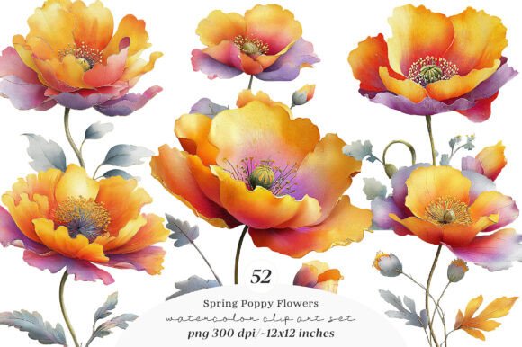 Download Whimsical Spring Poppy Flowers Clipart - Flowers Collection