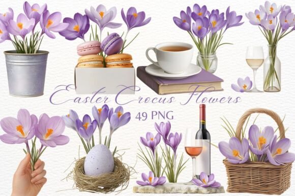 Download Watercolor Easter Crocus Flowers PNG - Flowers Collection