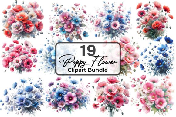 Download Watercolor Poppy Flowers Clipart Bundle - Flowers Collection