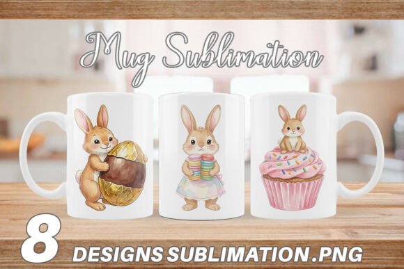 Download Sweet Watercolor Bunny Easter Mug Wrap - Premium Bundle