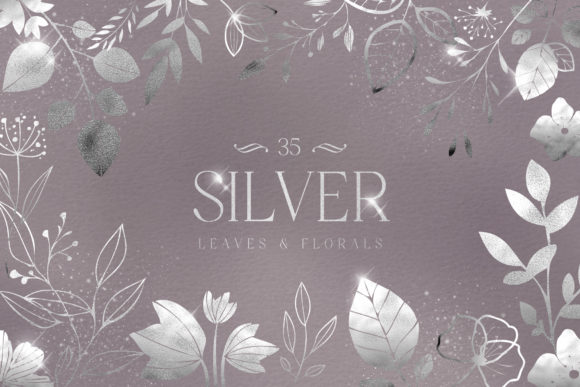Download Silver Foil Leaves Flowers Florals PNG - Flowers Collection