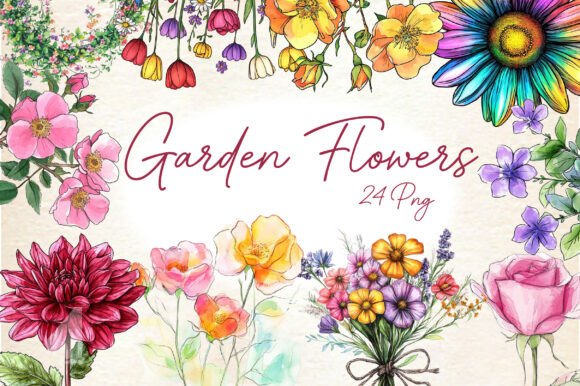 Download Watercolor Garden Flowers Clipart - Flowers Collection